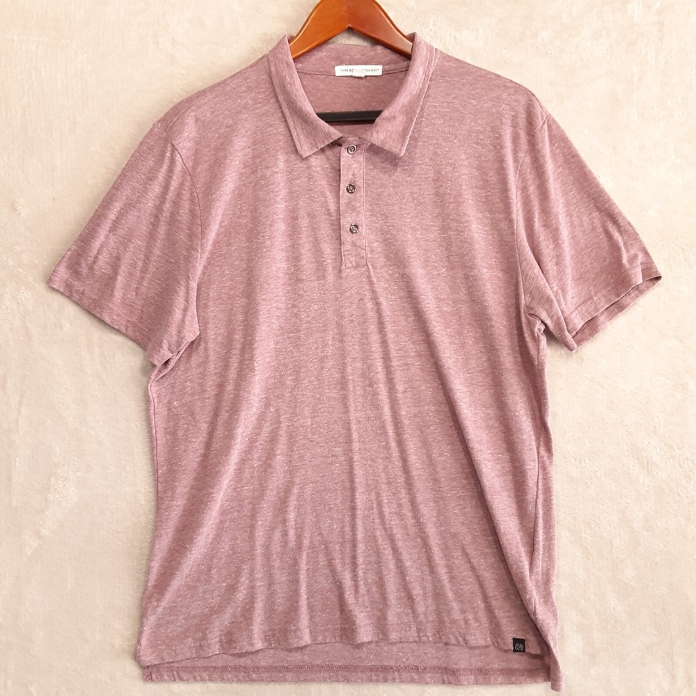 Threads 4 Thought Mens Polo Shirt Sz.L/Pink/Rayon Organic Cotton Blend/Casual
